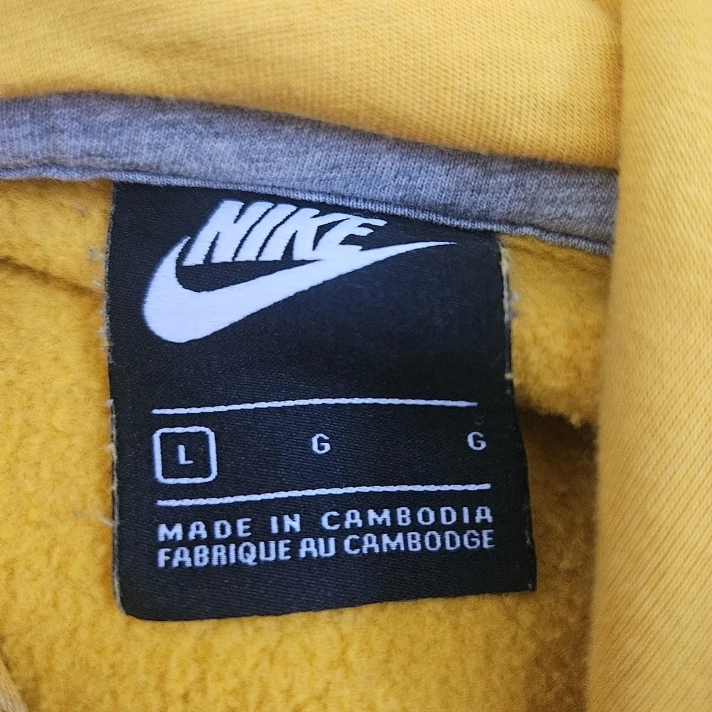 NIKE Mens‎ Size Large Club Fleece Pullover Hoodie Yellow With White Swoosh